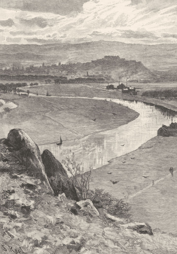 SCOTLAND. Stirling, from Abbey Craig 1901 old antique vintage print picture